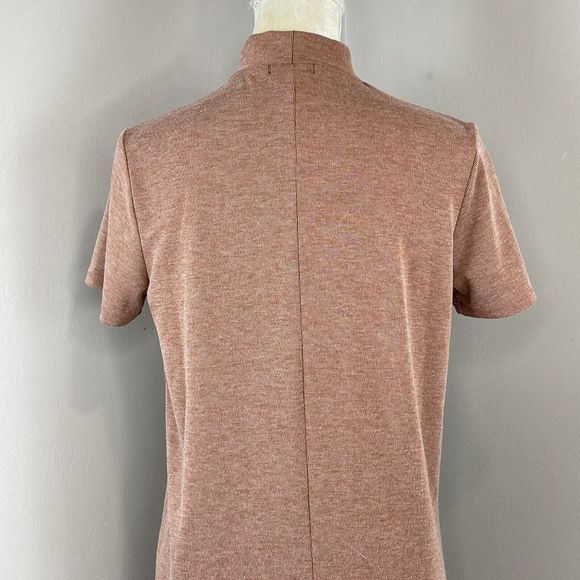 Women Dress Shirt Small Brown Stretch short sleeve Forever 21 Mini Shift - Picture 6 of 10